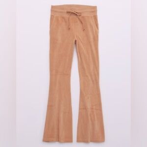 Aerie REAL Obsessed Velour High Waisted Kick-It Flare Pant in Toasty Medium